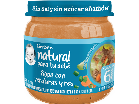 Gerber® Papilla Sopa de Res y verduras Etapa 2, 113g