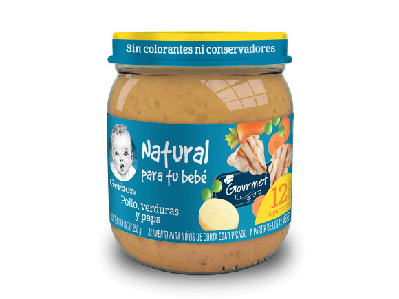 Gerber® Papilla Pollo, verduras y papas Etapa 4, 250g