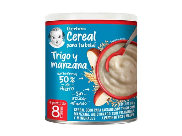 Gerber® Cereal infantil, Trigo con Manzana, 10 meses