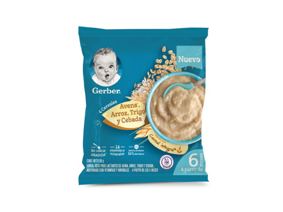 Gerber® Cereal infantil, 4 Cereales, 7 meses
