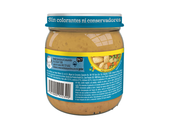 Gerber® Papilla Pollo, verduras y papas Etapa 4, 250g