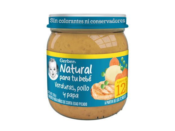 Gerber® Papilla Pollo, verduras y papas Etapa 4, 250g