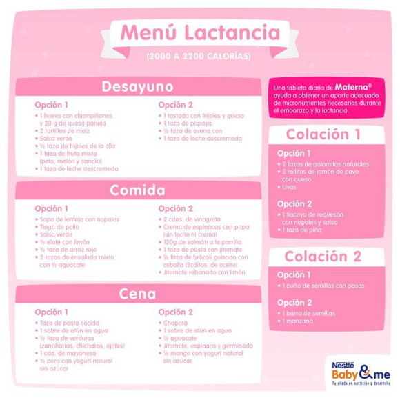 Menú para lactantes