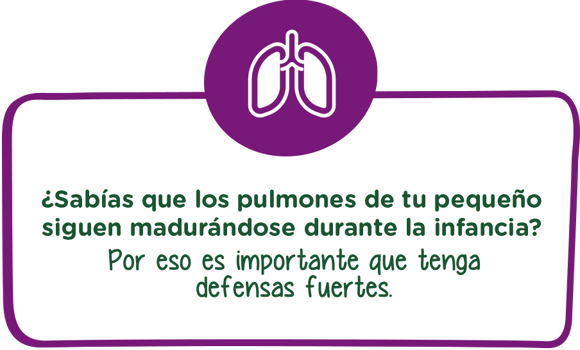 Sabias que los pulmones de tu pequeño siguen madurándose durante la infancia? Por eso es importante que tenga defensas fuertes