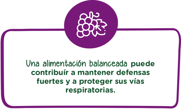 Una alimentacion balanceada puede contribuir a mantener defensas fuertes y a proteger sus vías respiratorias